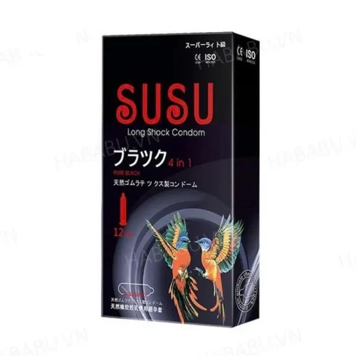 Bao cao su Susu 4-in-1 Long Shock & Superthin – Siêu mỏng, kéo dài, bôi trơn & chống tuột cực tốt