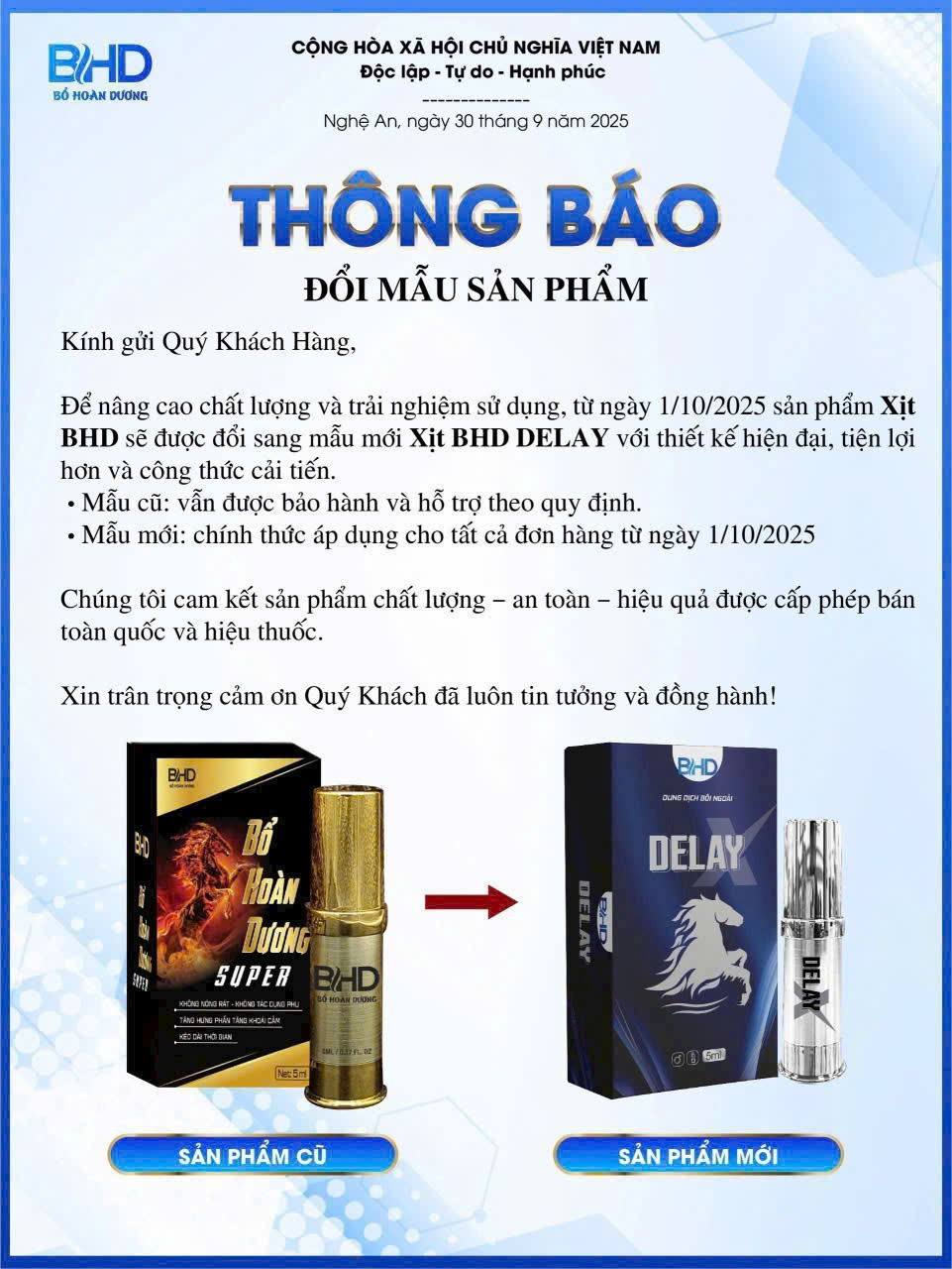 Xịt BHD Delay giúp kéo dài thời gian quan hệ và tăng khoái cảm cho nam giới. 