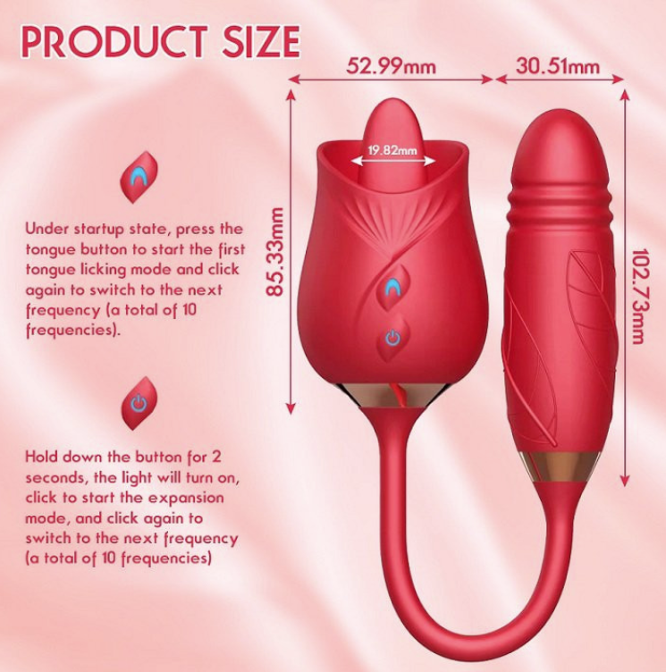 Trứng Rung Hoa Hồng Wild Rose Pro Pumpy Joy – Liếm 10 Chế Độ, Rung Mở Rộng, Khoái Cảm Kép Cho Nữ