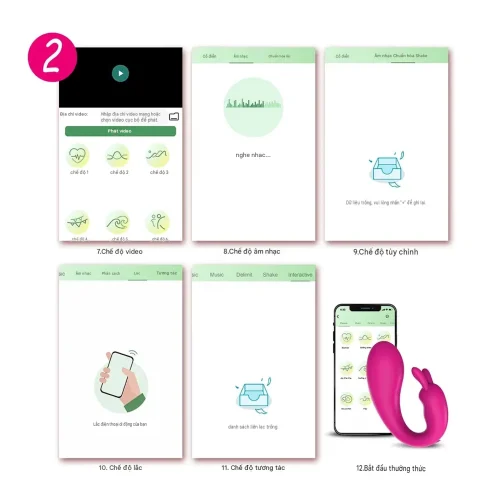 trứng rung Rabbit rung 2 đầu 9 tần số kết nối điện thoại tại meowshop.vn